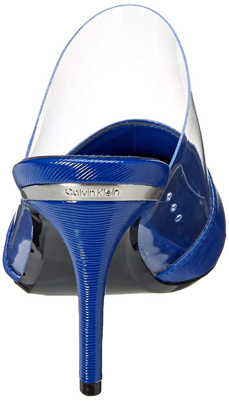 calvin klein graycie clear and leather mules