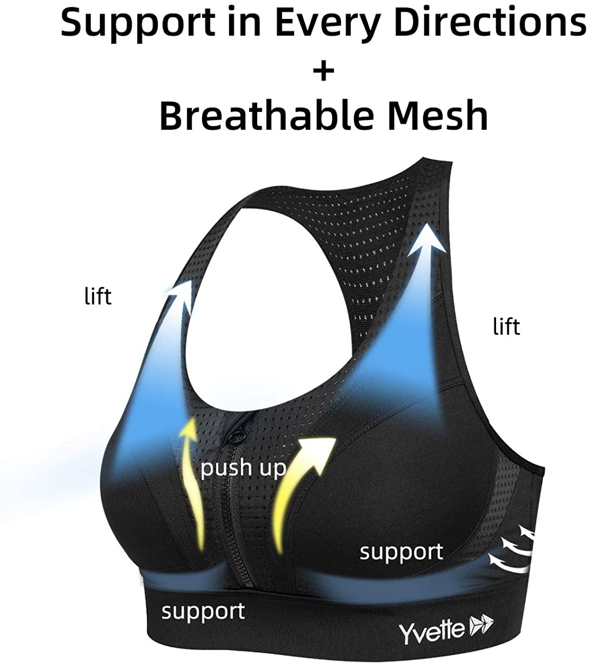 Download Yvette Front Closure Sports Bras for Women High Impact ...