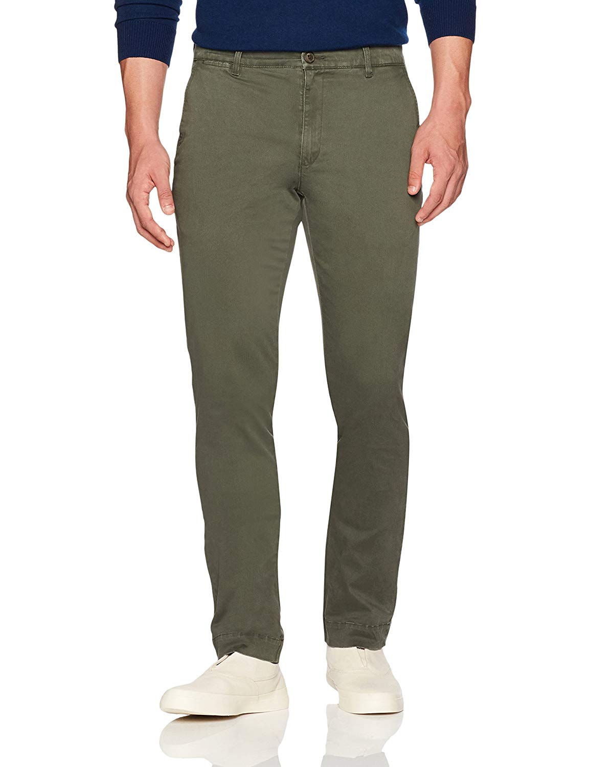 Goodthreads Men's Slim-Fit Washed Stretch Chino Pant,, Olive, Size 34W ...