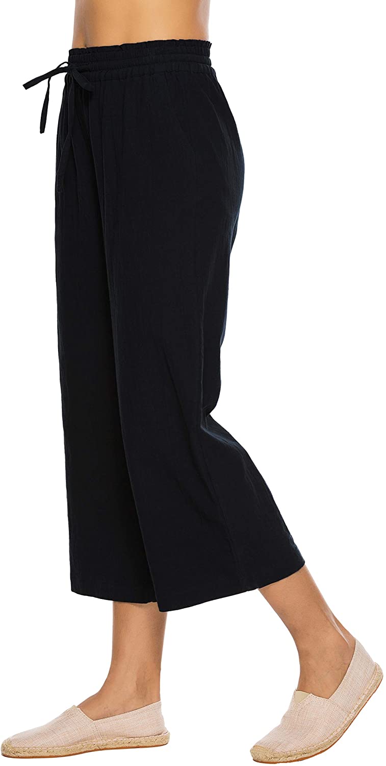 black linen wide leg pants