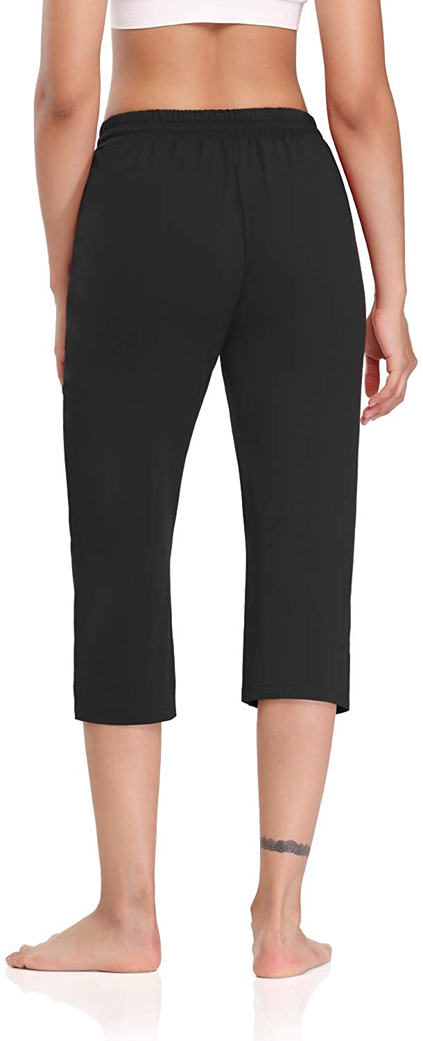  TARSE Womens Casual Wide Leg Yoga Capris Plus Size Crossover High  Waist Capri Pants Loose Soft Pajama Pockets Sweatpants
