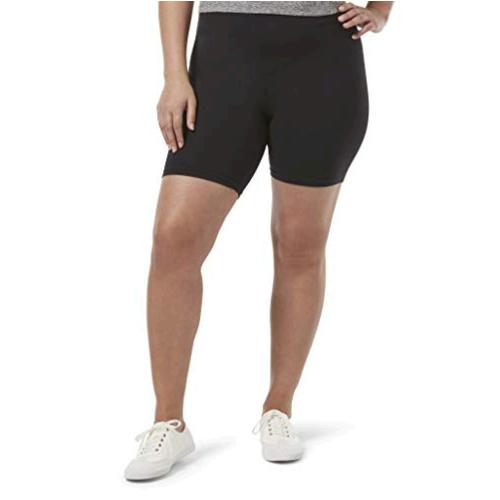 HUE Women's High Waist Blackout Cotton Bike Shorts, Assorted, Black