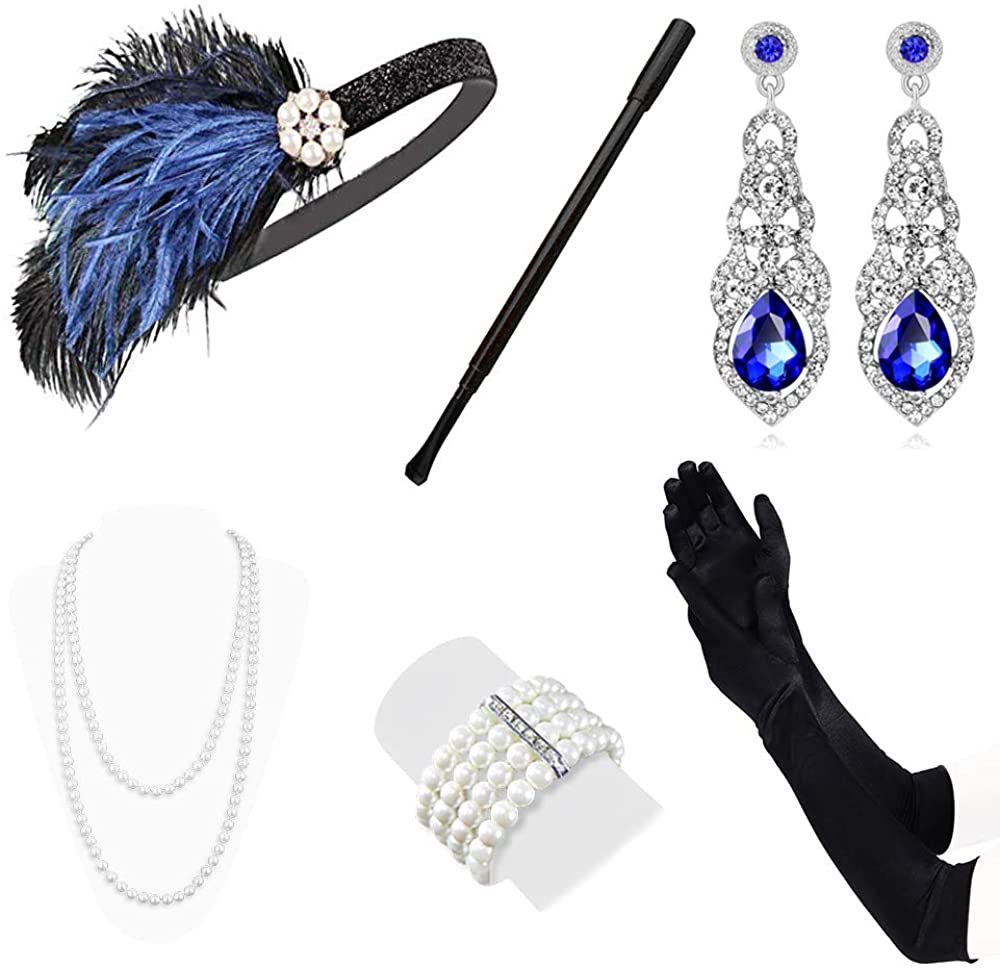 Lukovee 1920s Flapper Accessories Set Great Gatsby Costume, A3, Size