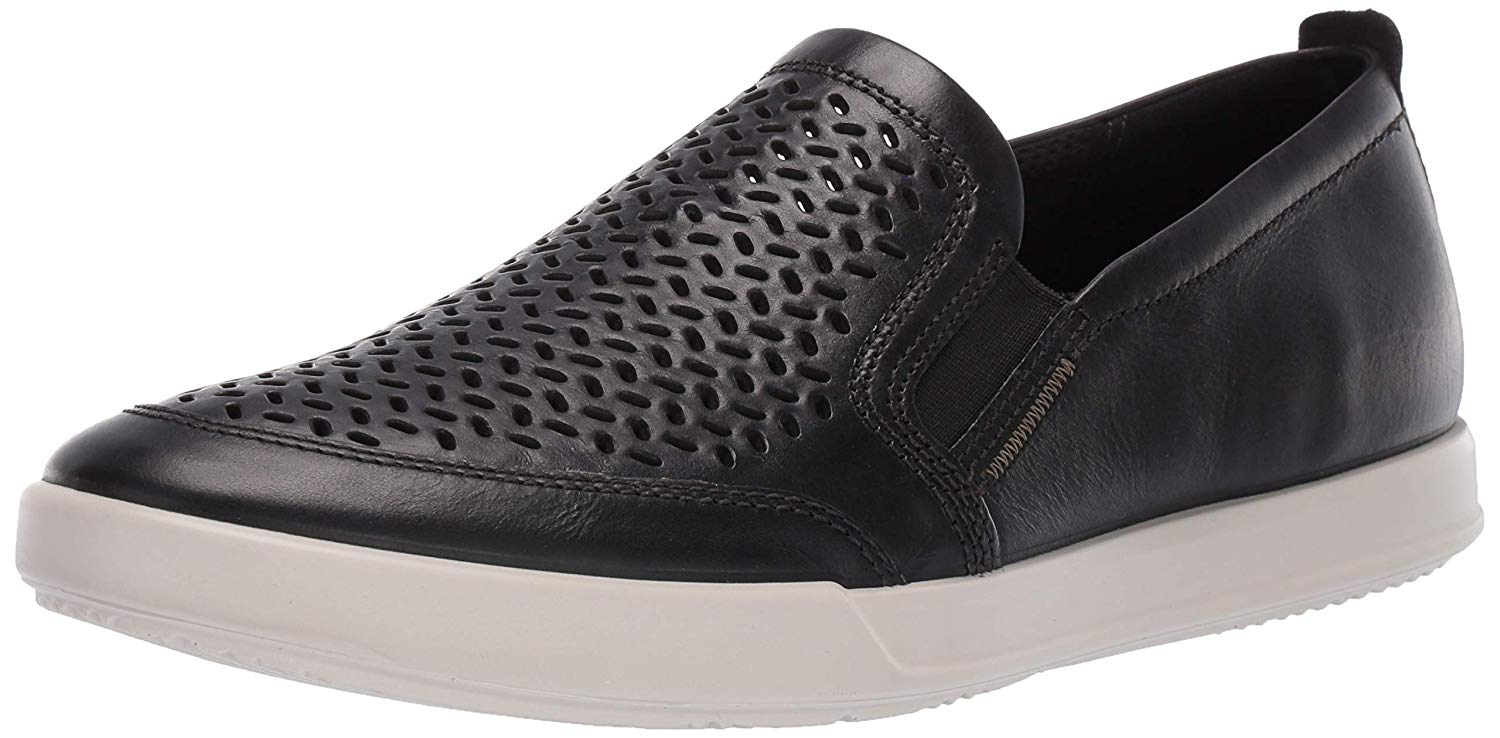ECCO Men's Collin 2.0 Slip on Sneaker, Black Perforated