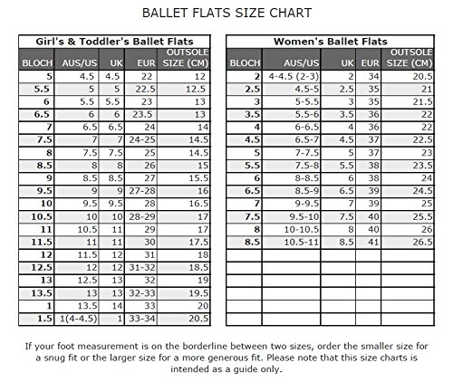 Ballet Shoe Size Chart Toddler