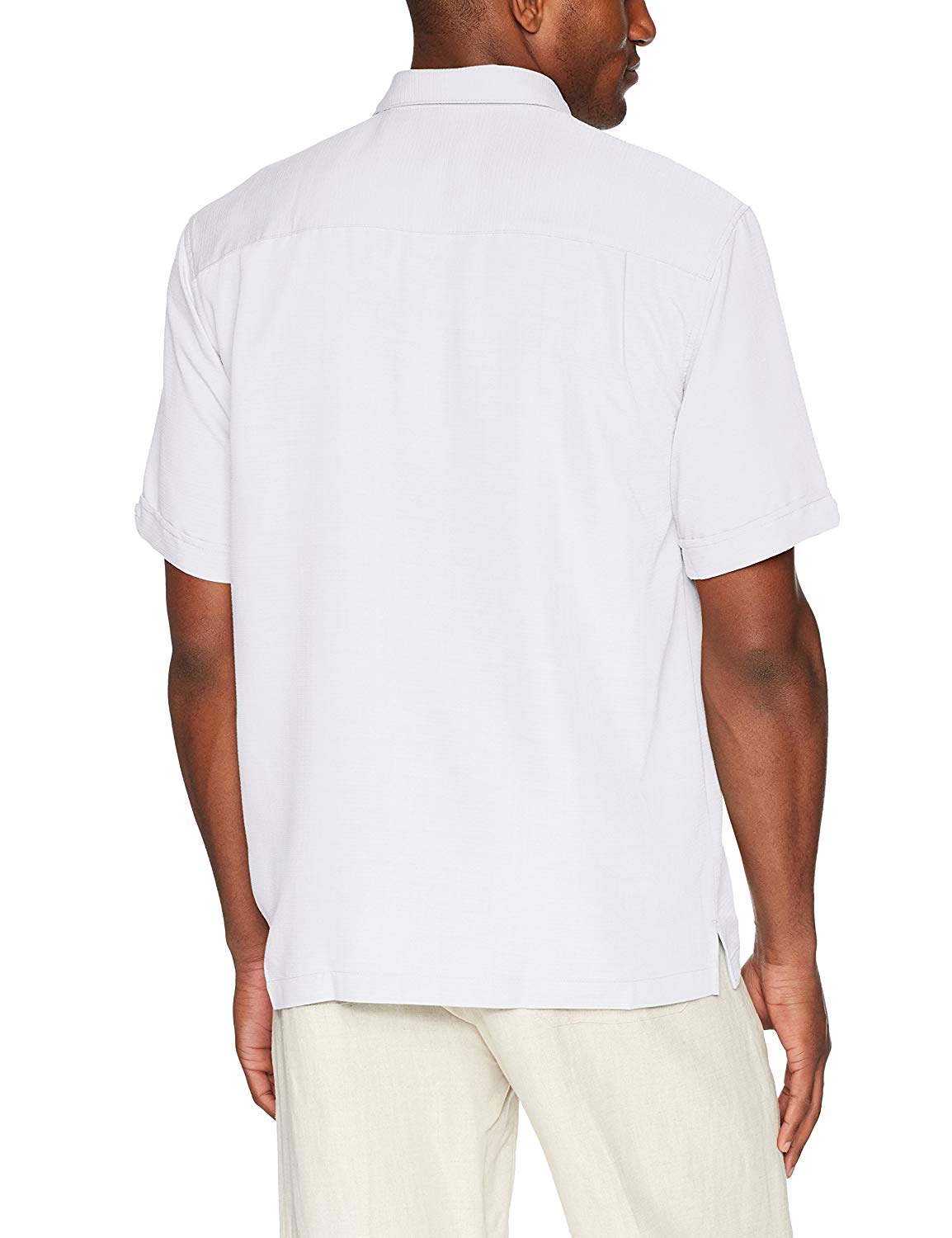 Cubavera Men's Short Sleeve Cuban Camp Shirt with Contrast, White, Size ...