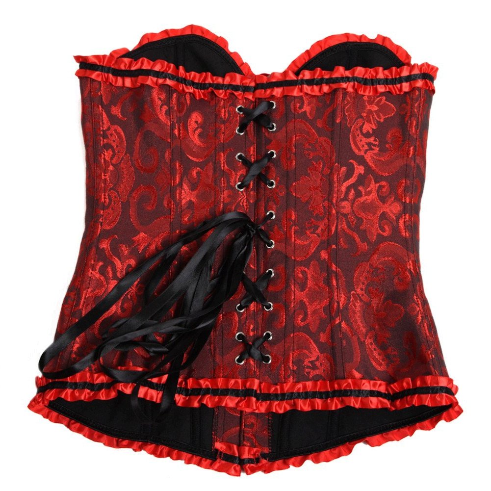 819 Women Lace Up Back Sexy Floral Corset For 819black Red Size Xxx