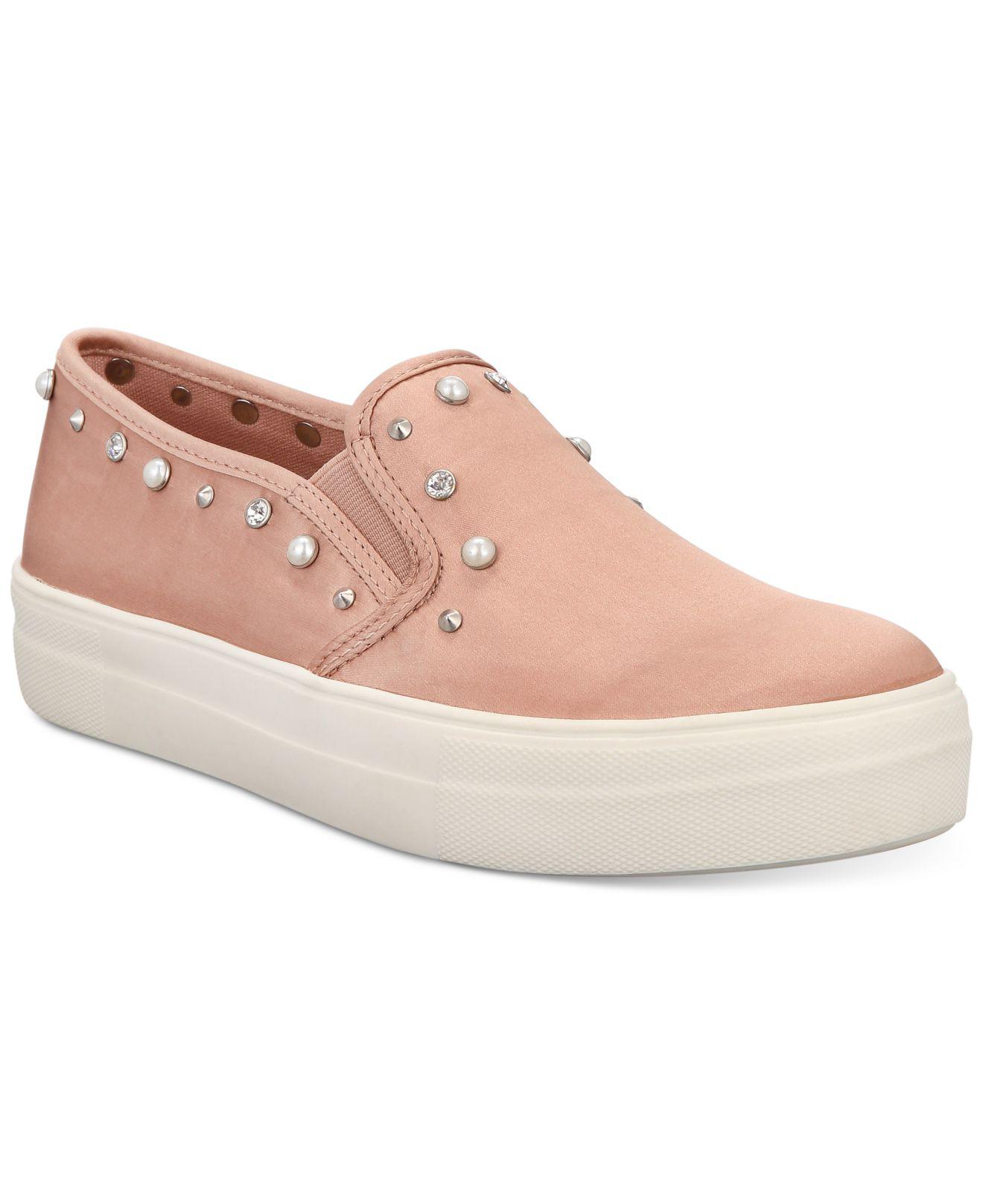 blush colored slip on sneakers
