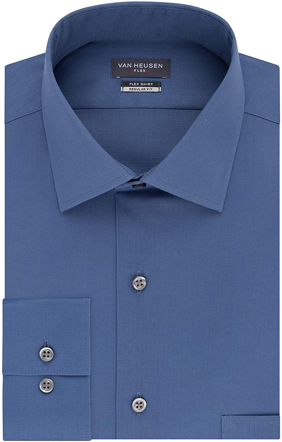 Van Heusen Men's Dress Shirt Regular Fit Flex Collar, Dusty Blue, Size ...