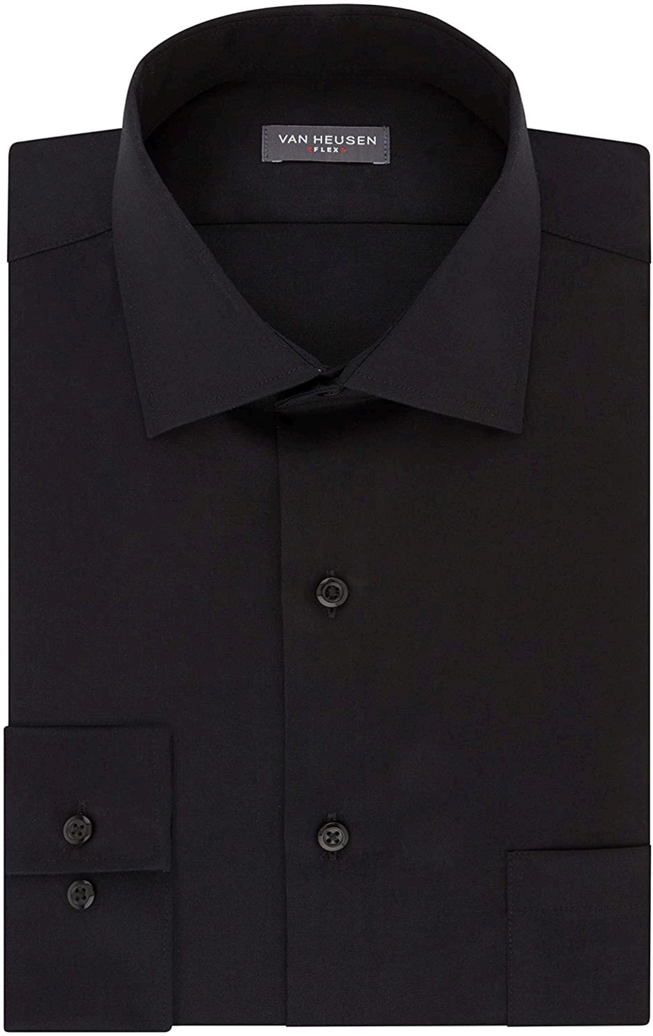 Van Heusen Men's Dress Shirt Regular Fit Flex Collar Stretch, Black