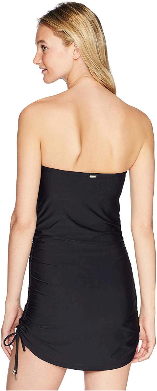 Calvin Klein Women S Shirred Side Tie Bandeau Swimdress Black Size 14 0 Dsdg Ebay