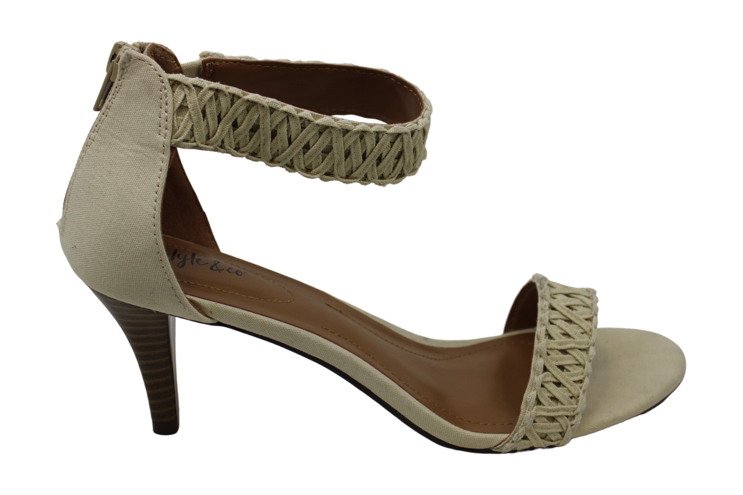 Style & Co. Paycee Open Toe Strap Sandals - Natural Macrame - Size