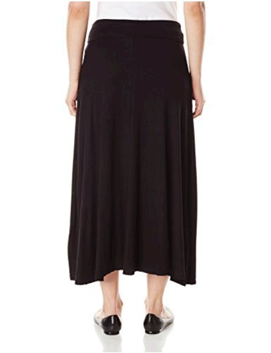 AGB Women's Soft Knit Maxi Skirt Standard, Everyday Black, Size Large ...