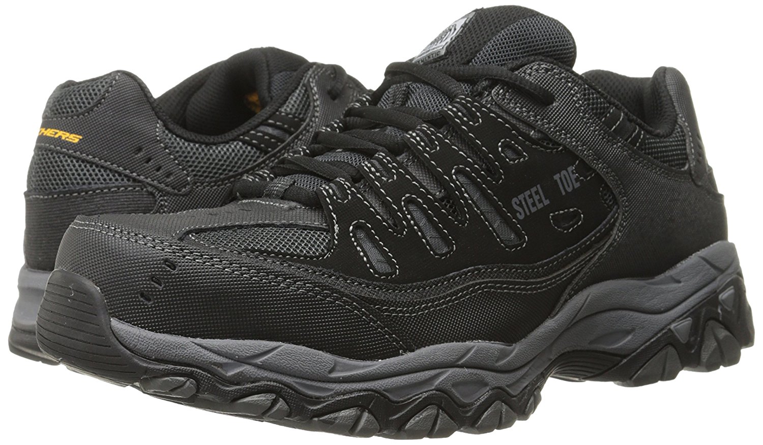 Skechers Mens Crankton Steel toe Lace Up Safety Shoes, Black/Charcoal ...