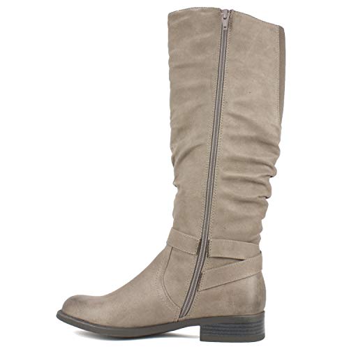 taupe calf length boots