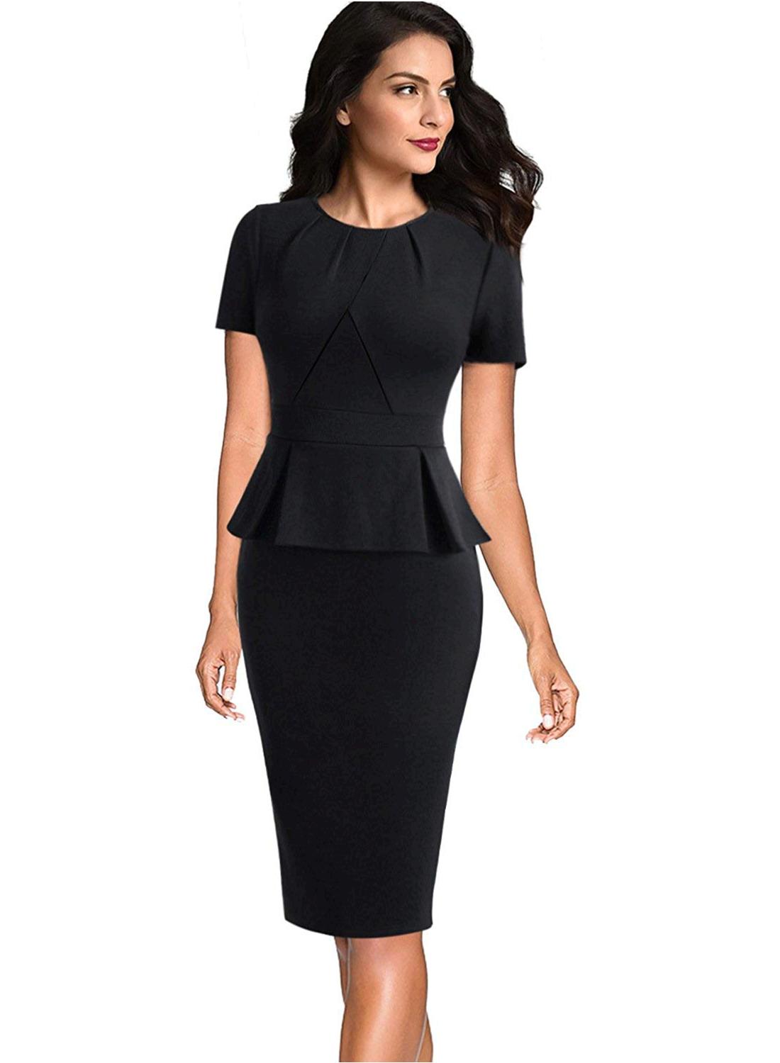 peplum office gown