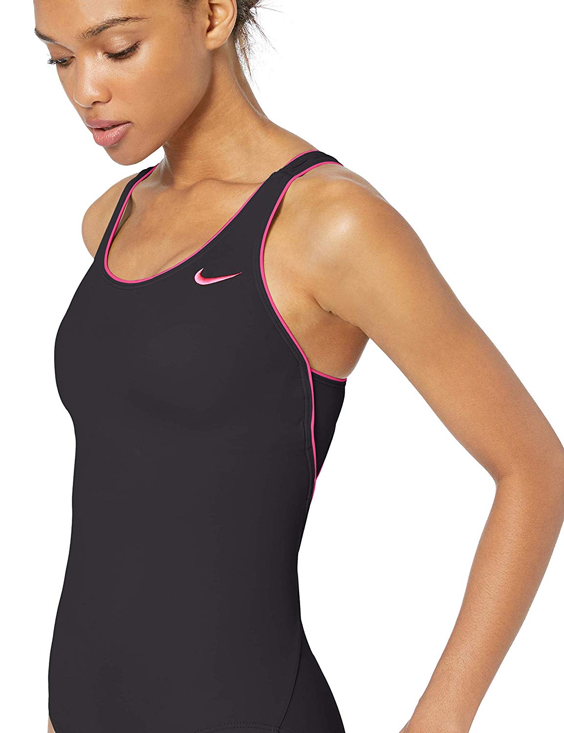 Nike Swim Women's Solid Powerback One Piece Swimsuit,, Black, Size X ...