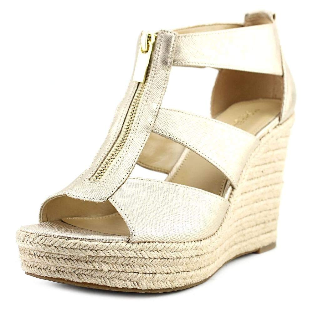 Michael Kors Womens Damita Wedge Leather Open Toe Casual, pale gold, Size 9.0 cj | eBay