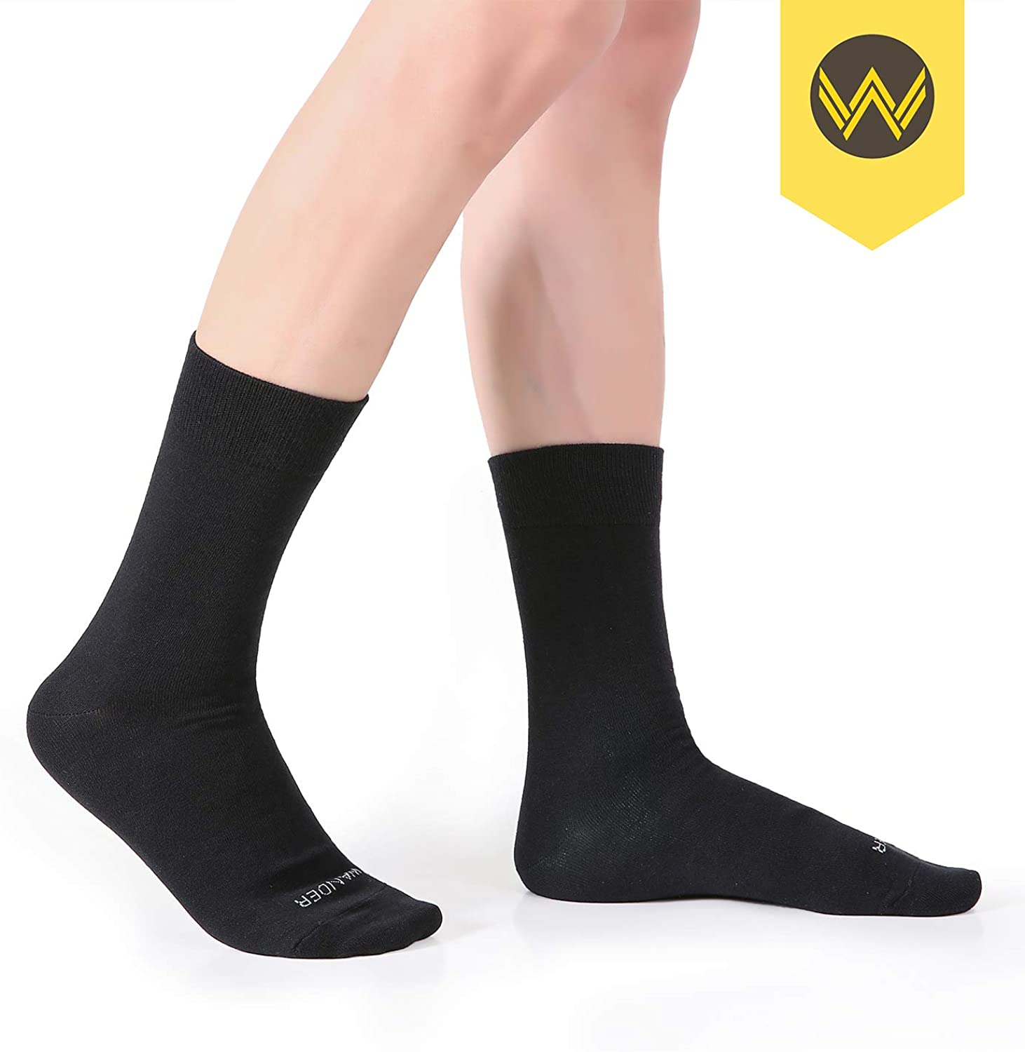 WANDER Men's Dress Socks Cotton Thin Classic lightweight Socks, Black ...