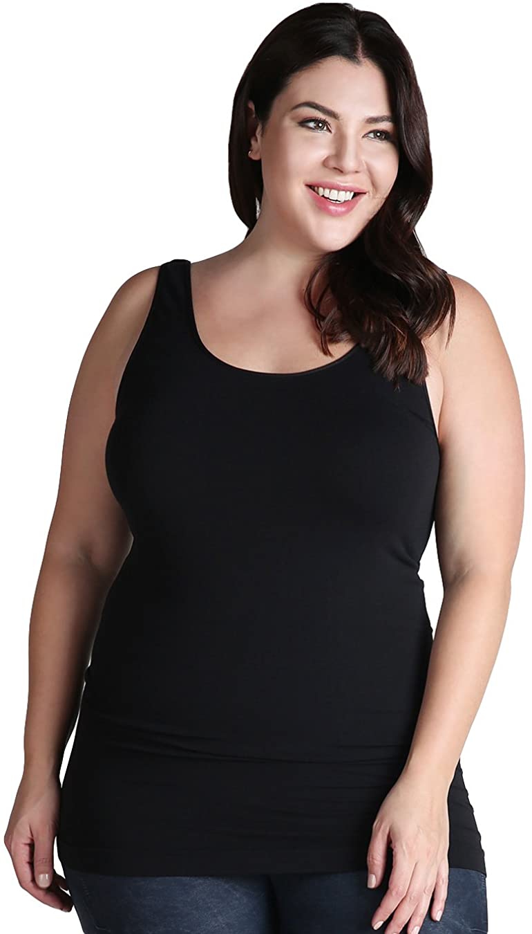 NIKIBIKI Women Seamless Premium Classic Tank Top, Made in, Black, Size