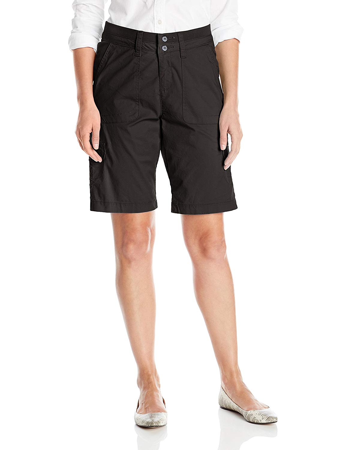 Lee Women's Relaxed Fit Avey Knit Waist Cargo Bermuda Short,, Black, Size  12.0 8 | eBay
