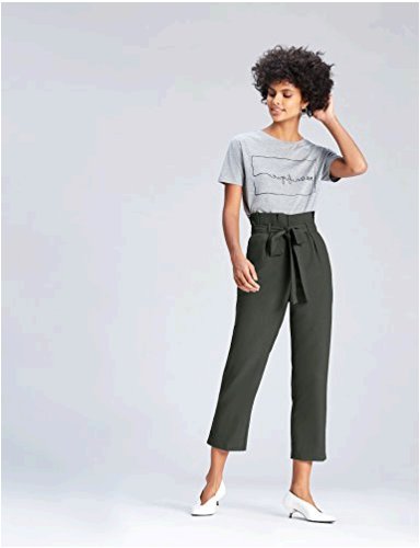 khaki green paperbag trousers