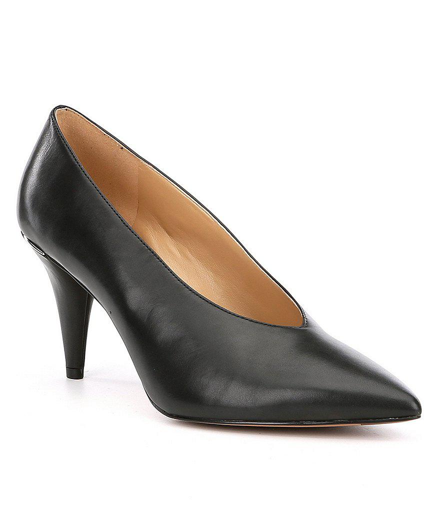 Michael Kors Womens Lizzy Leather Pointed Toe Classic Pumps, Black ...