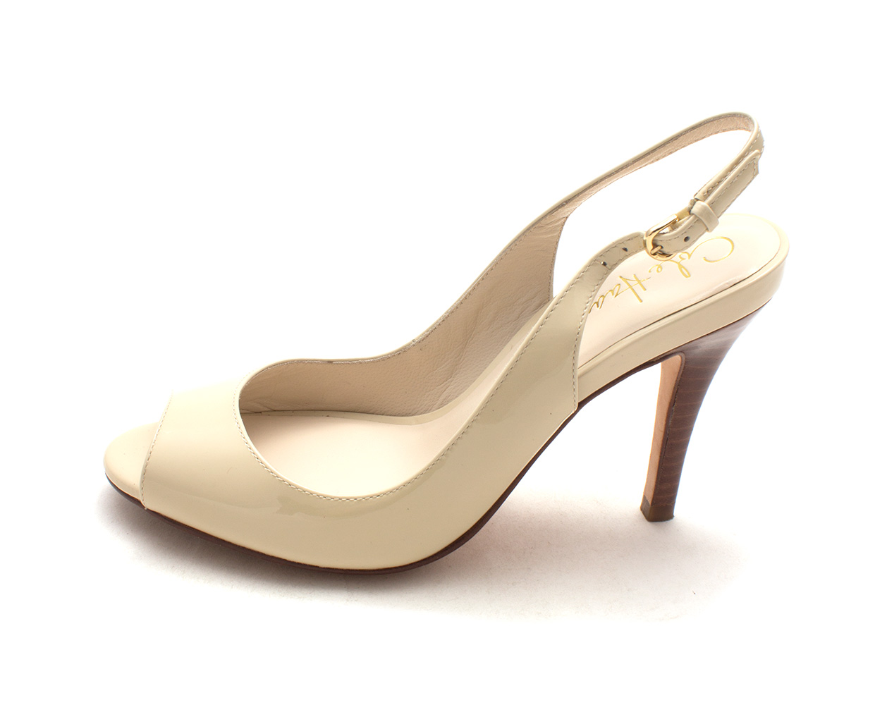 Cole Haan Womens air talia ot sling 90 Peep Toe palomino patent Size 60 Cole Haan Womens air talia ot sling 90 Peep Toe palomino patent Size 60