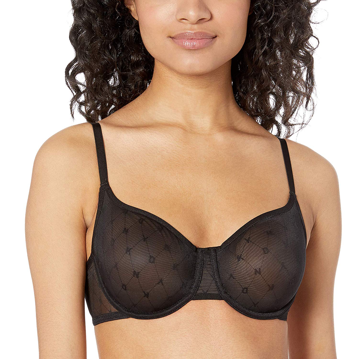 DKNY Women S Monogram Mesh Unlined Demi Bra Black B Black Size