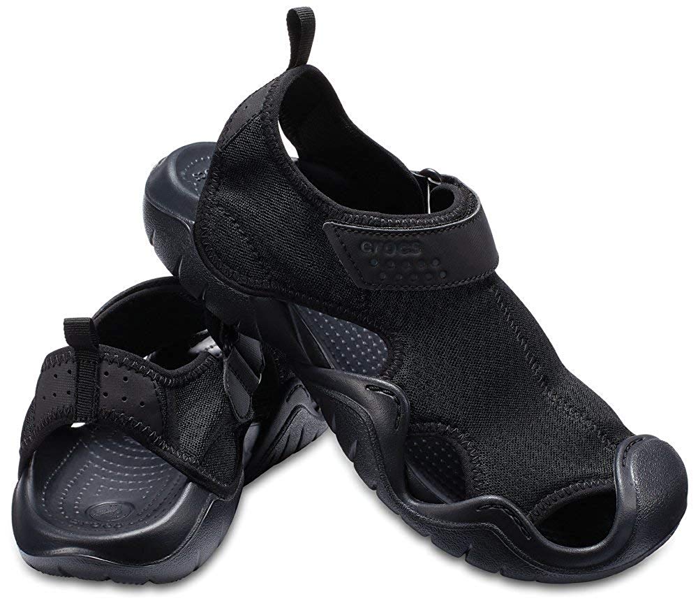 black swiftwater crocs