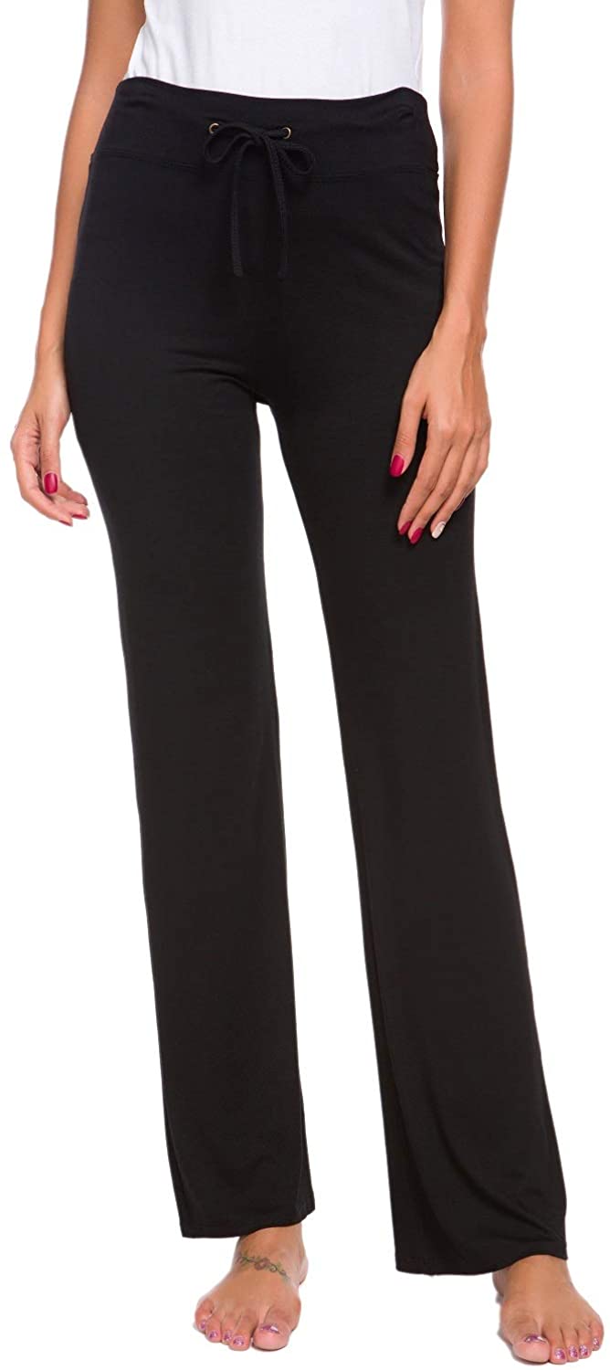 Women's Long Modal Comfy Drawstring Trousers Loose, Black, Size Large ...