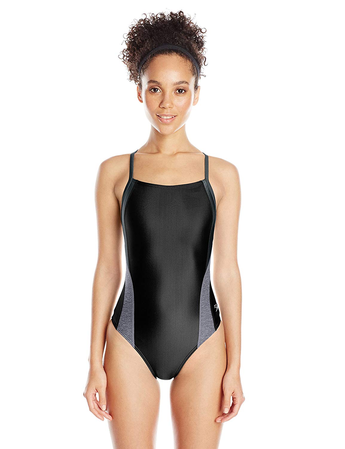 Speedo Women's Relaunch Flyback One Piece Swimsuit, Black,12/38, Black