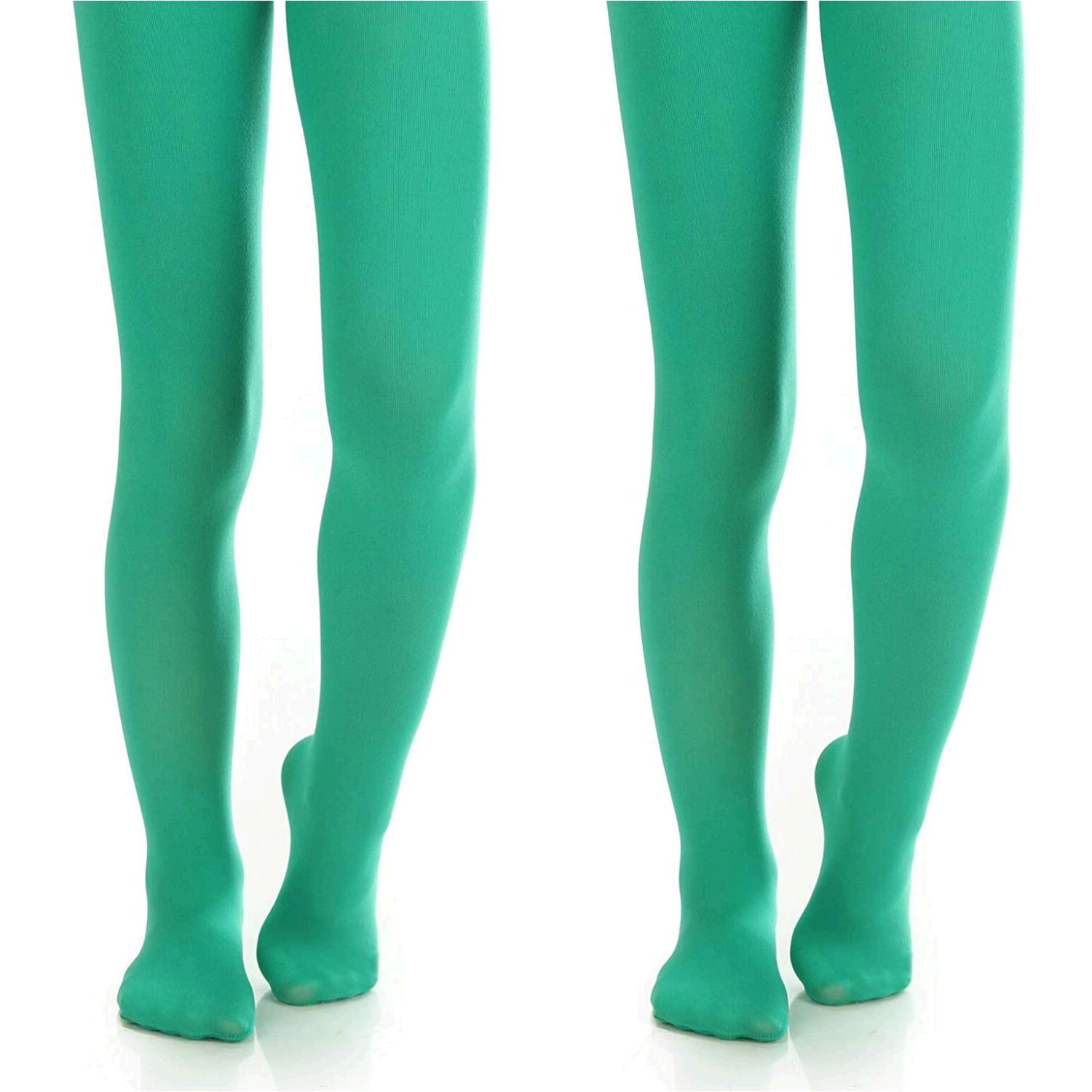 Silky Toes Girls' Microfiber Opaque Footed Tights- 2 Per Pack, Green ...