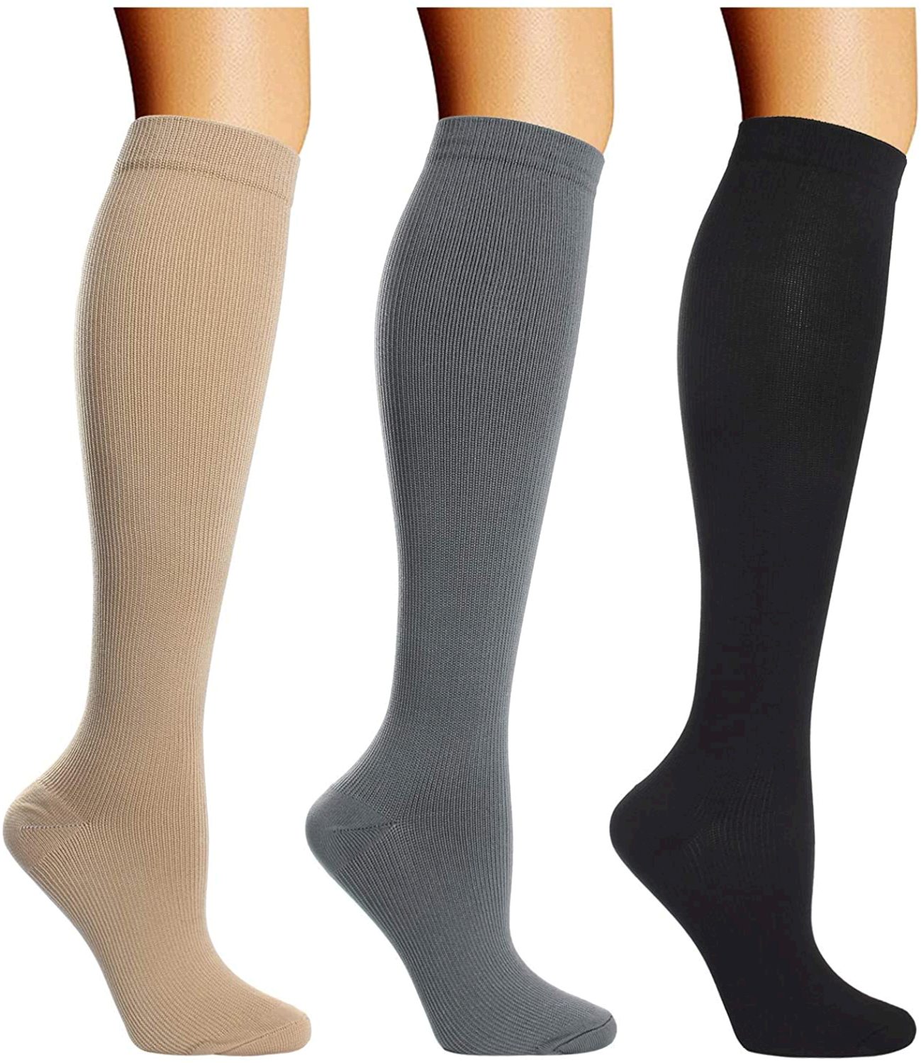 3 Pairs Compression Socks for Women Men, Multicoloured 3, Size Small ...