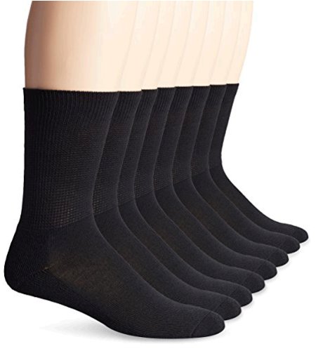 MediPeds Men's Diabetic Extra Wide Non-Binding Top Crew Socks, Black ...