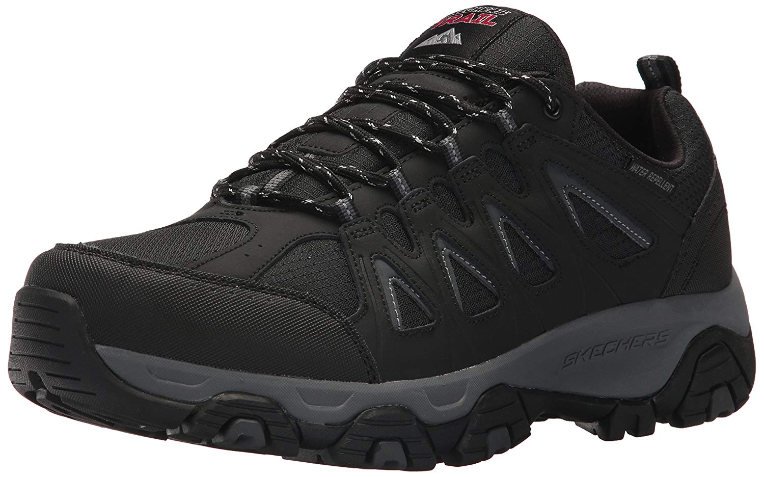 black skechers lace up trainers