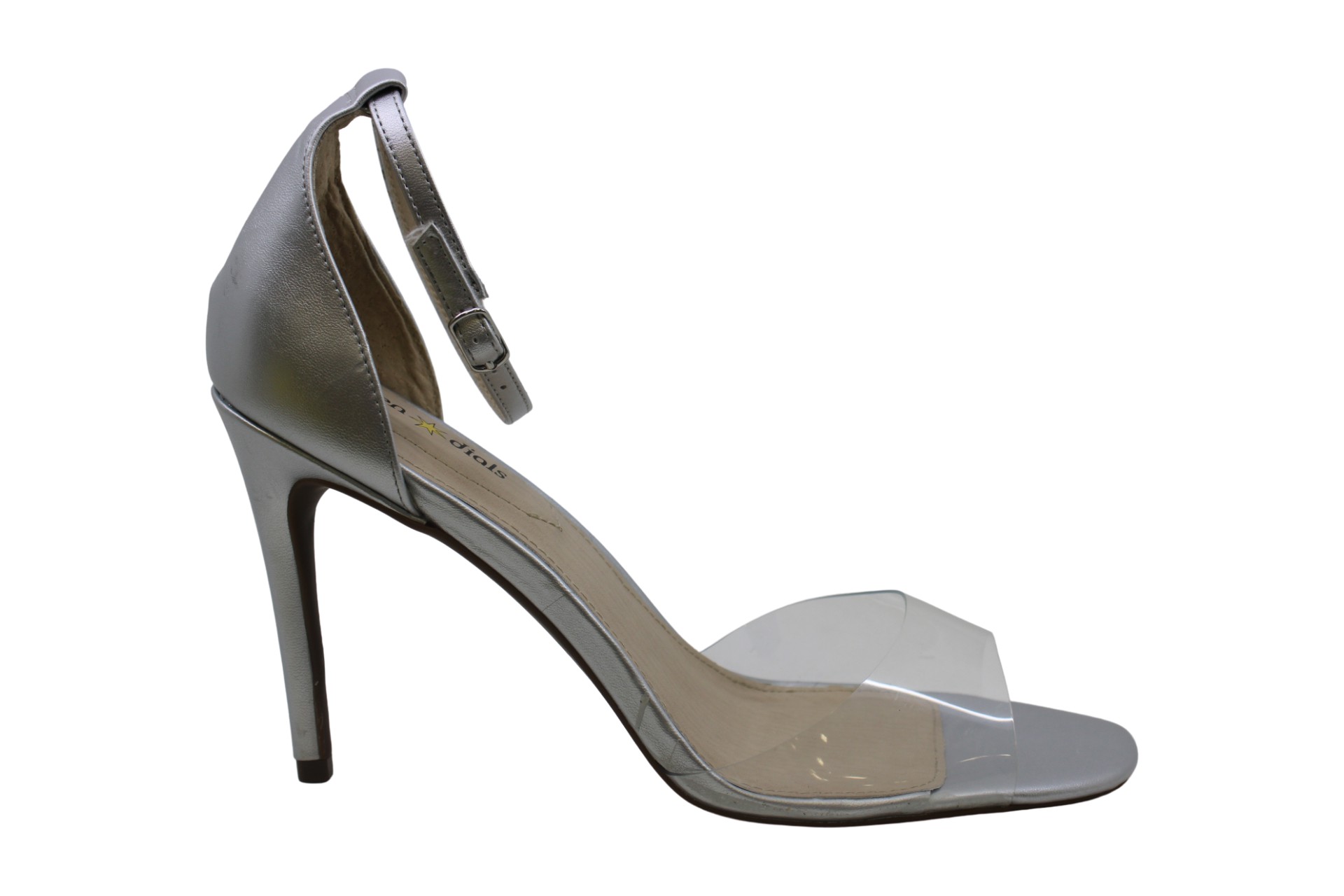 silver open toe pumps