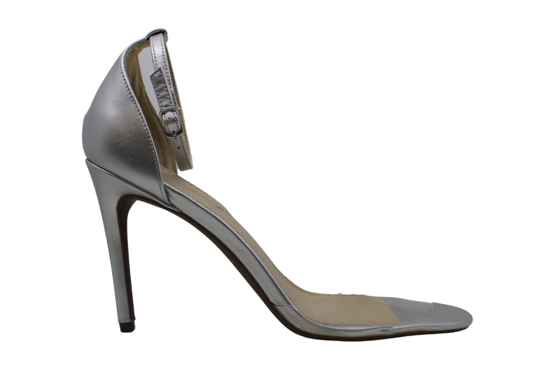 silver open toe pumps