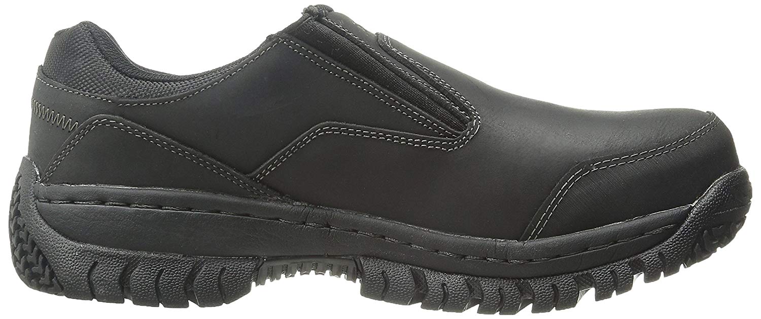 Skechers Mens Hartan Leather Steel toe Slip On Safety Shoes, Black ...