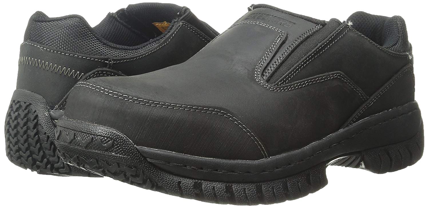 Skechers Mens Hartan Leather Steel Toe Slip On Safety Shoes Black 2be73a0f979a29 