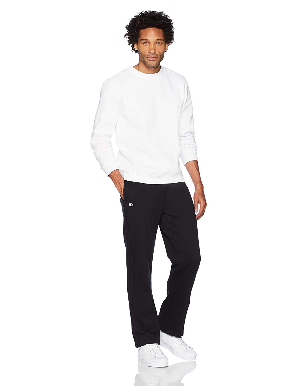Starter Men's Open-Bottom Sweatpants with Pockets, , Black, Size Medium ...