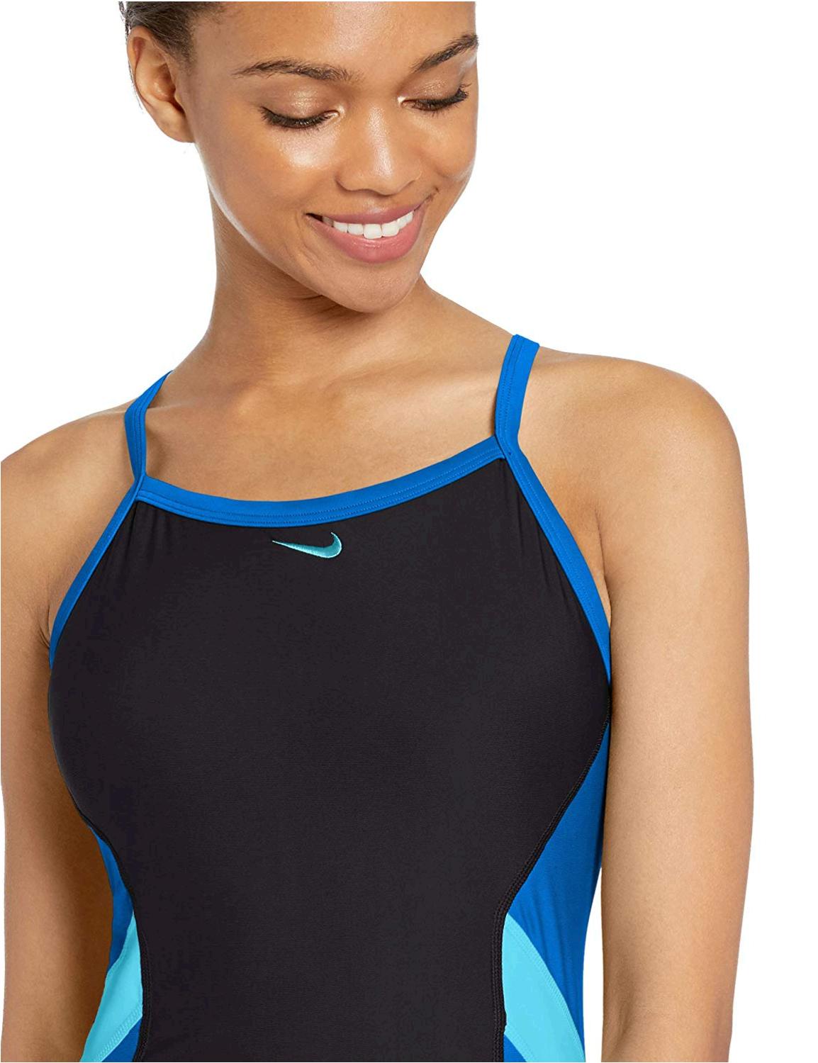 Nike Swim Women's Color Surge Crossback One Piece Swimsuit,, Black ...
