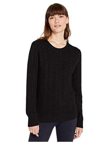 Amazon Essentials Women's Fisherman Cable Crewneck Sweater,, Black, Size  X-Large | eBay