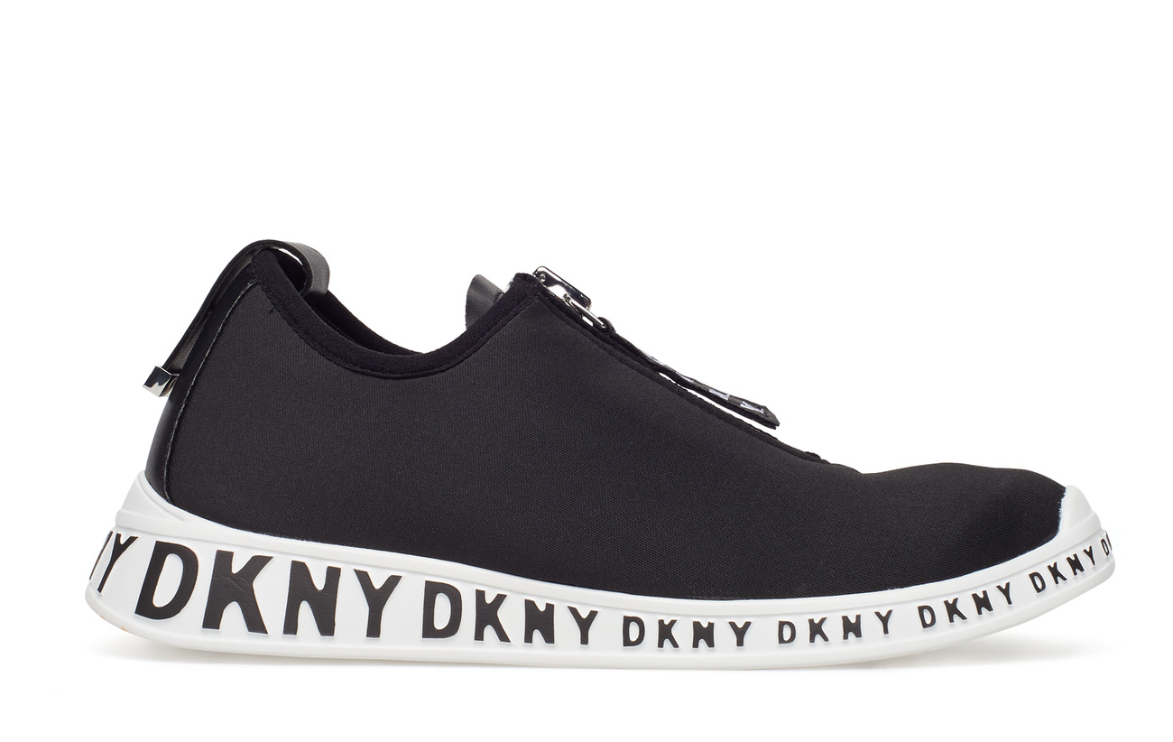 DKNY Womens Melissa Fabric Low Top Zipper Fashion Sneakers, Black, Size