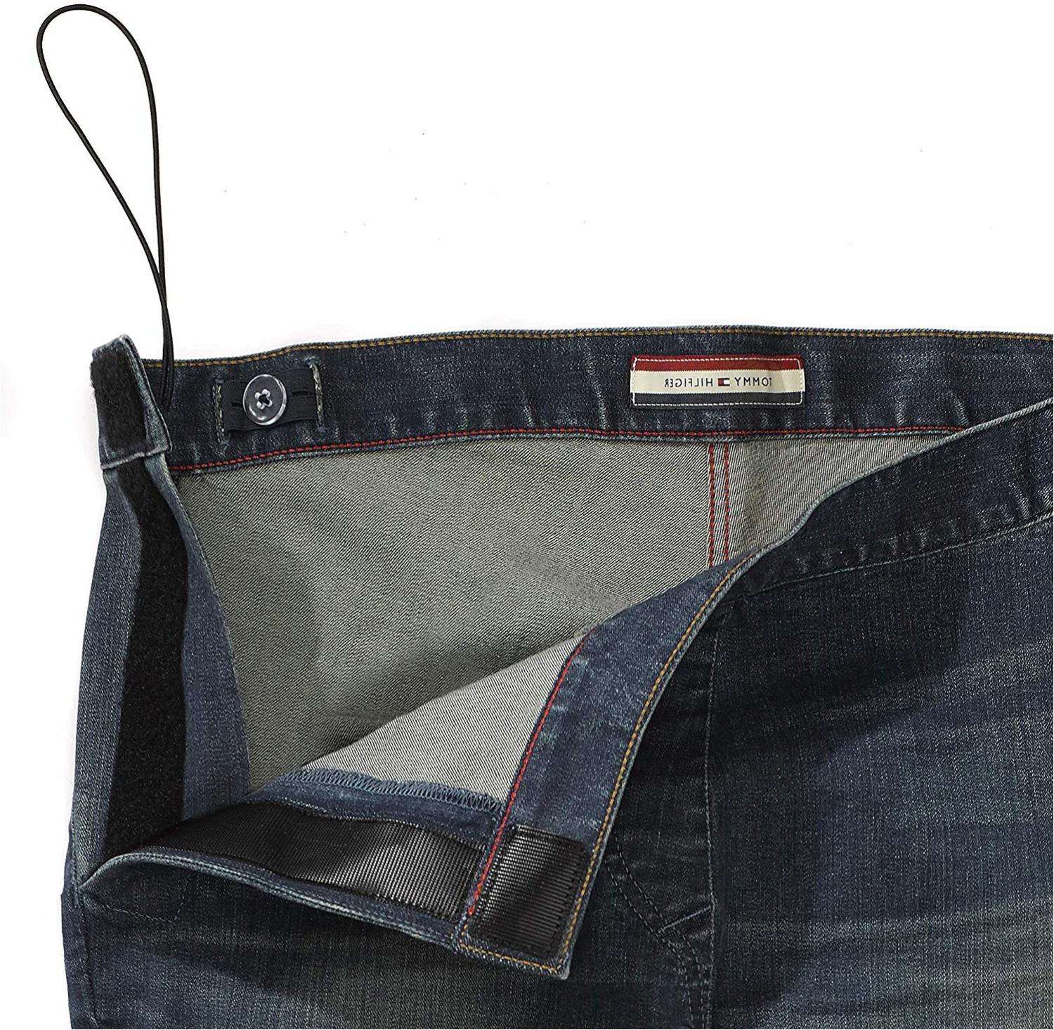 Tommy Hilfiger Men's Adaptive Seated Fit Jeans Adjustable, Dark Wash