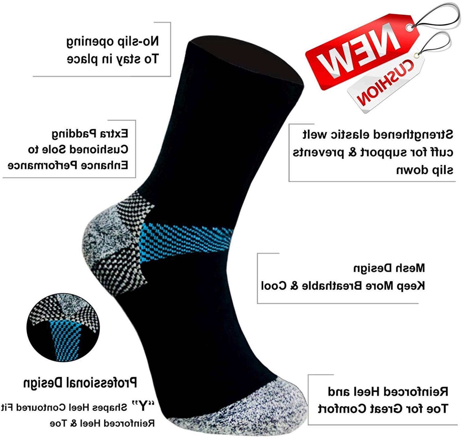 Sport Plantar Fasciitis Compression Socks Arch, Black, Size Large / X ...
