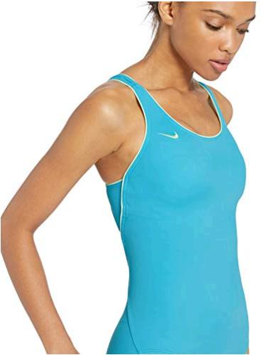 Nike Swim Women's Solid Powerback One Piece Swimsuit, Light, Blue, Size ...