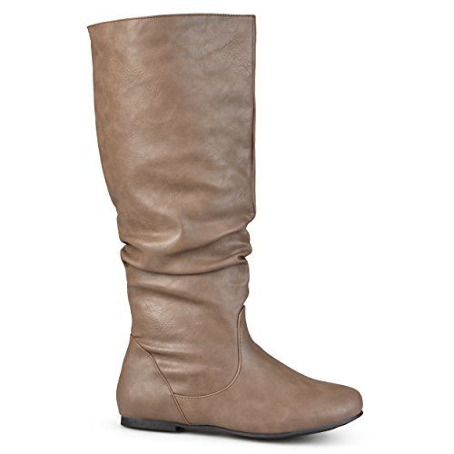 Brinley Co. Womens Extra Wide-Calf Mid-Calf Slouch Riding Boots, Beige ...