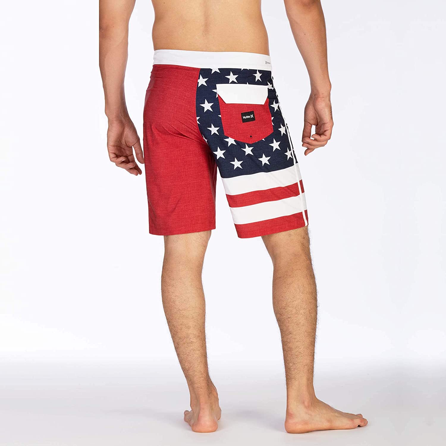 Hurley Men's Phantom Patriot Cheers USA Flag 20" Boardshort, Red, Size