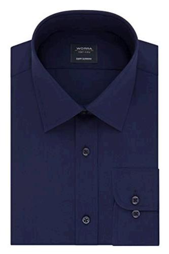 Arrow 1851 Men's Regular Fit Dress Shirt Poplin,, Evening Blue, Size 16 ...